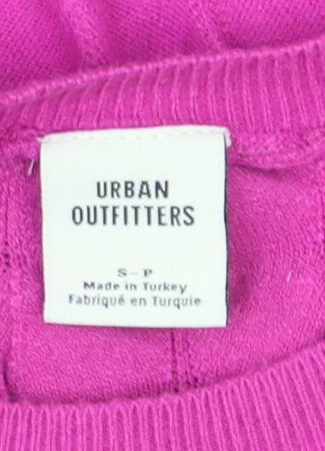 Urban Outfitters Women's Pink Textured Knit Crew Neck Jumper Size S