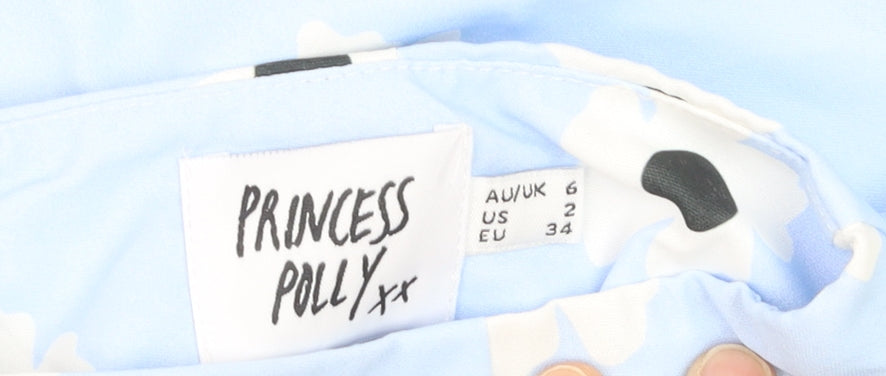 Princess Polly Women's Blue Floral A-Line Mini Skirt Size 6