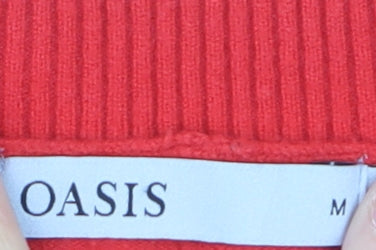 Oasis Women Red Crew Neck Long Sleeve Pullover Jumper M