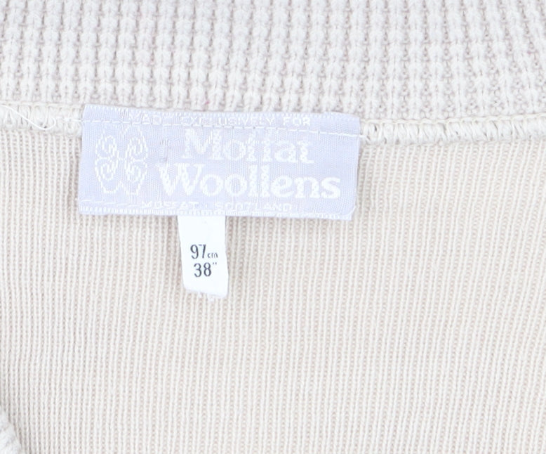 Moffat Woollens Womens Beige V-Neck Acrylic Jumper Size 12