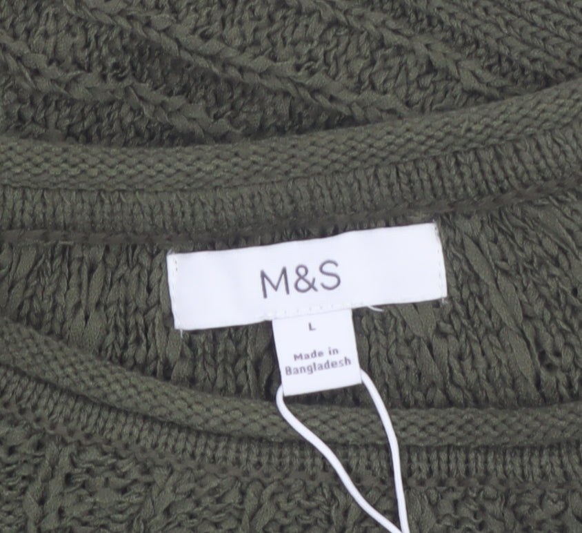 Marks and Spencer Womens Green Cotton Knit Jumper L