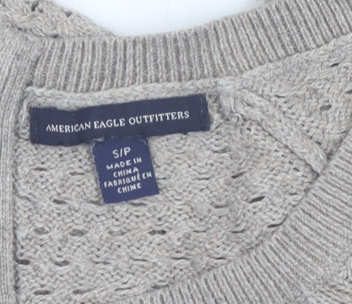American Eagle Outfitters Women Beige Knit Jumper UK 8-10 Small