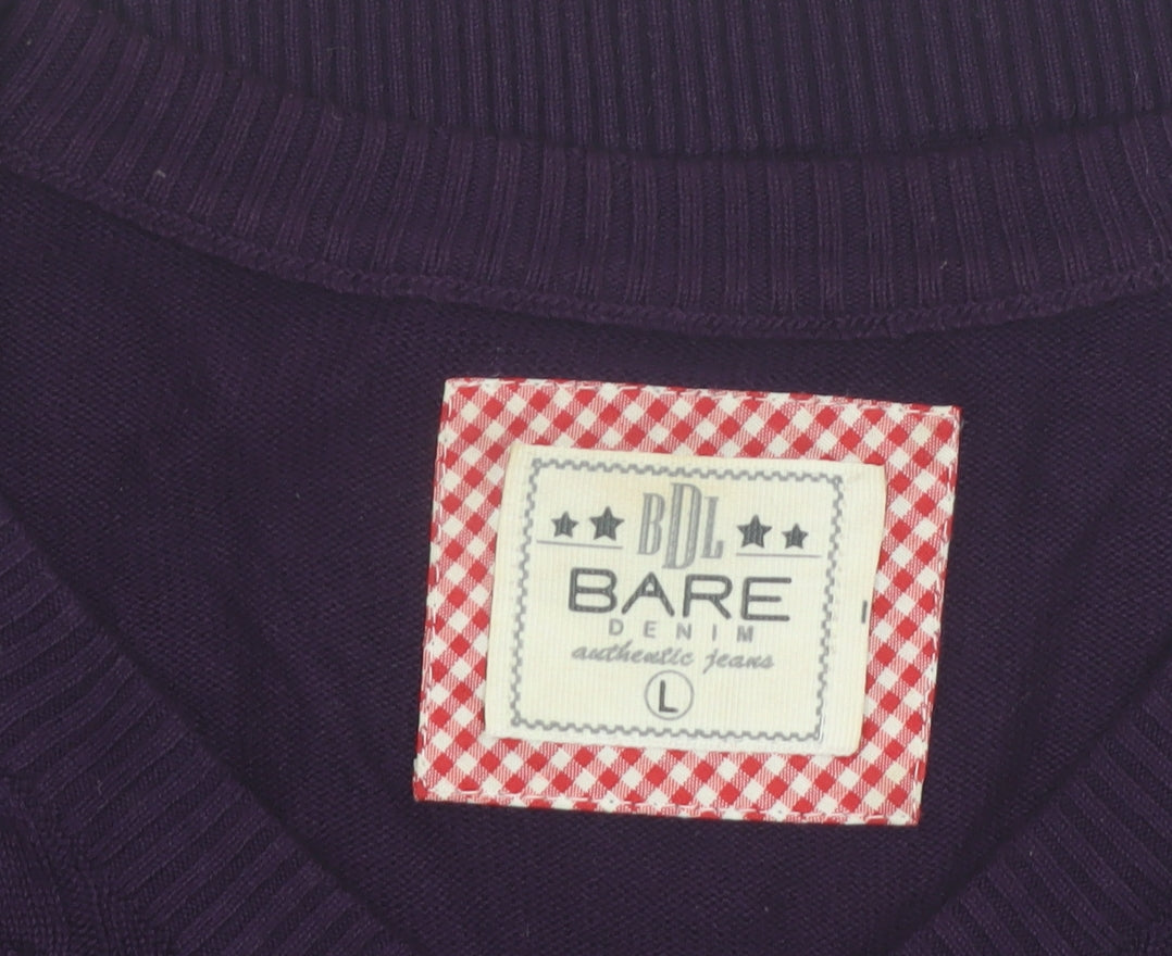 Bare Denim Womens Purple V-Neck 3/4 Sleeve Pullover Jumper L