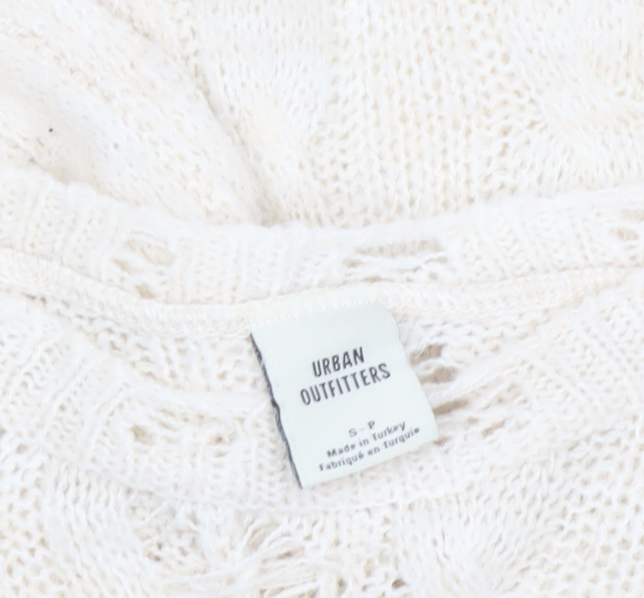 Urban Outfitters Women Ivory Open-Knit Crew Neck Jumper Size S