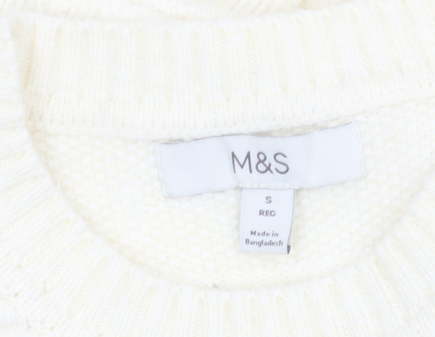 Marks & Spencer Men's Ivory Crew Neck Knit Jumper S Regular Fit