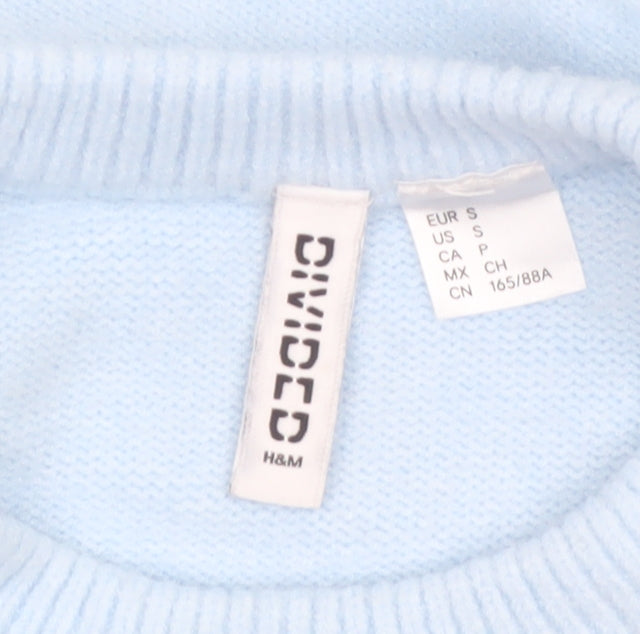 H&M Divided Womens Blue Crew Neck Pullover Jumper Size 8