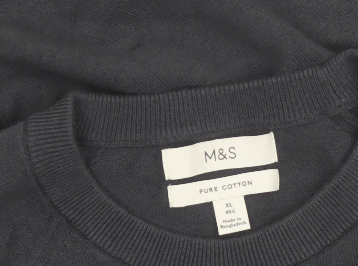 Marks and Spencer Men's Black XL Pure Cotton Crew Neck Jumper