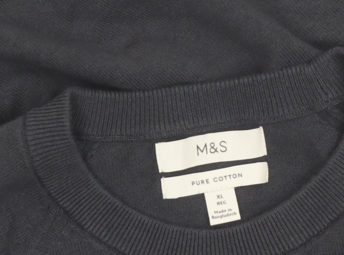 Marks & Spencer Men's Black XL Pure Cotton Crew Neck Jumper
