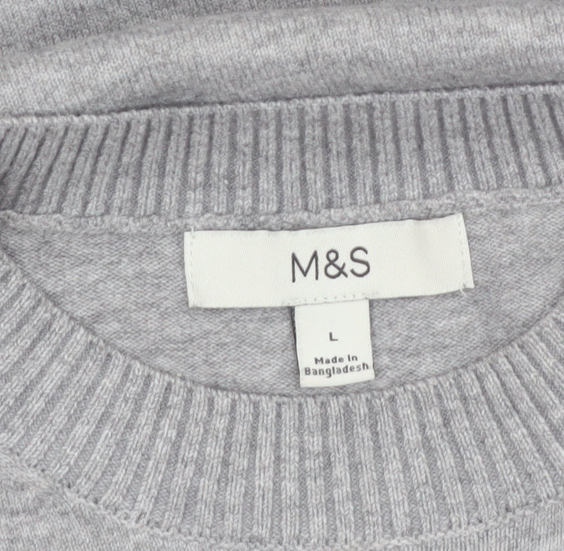 Marks & Spencer Womens Grey Wool Crew Neck Pullover Jumper L
