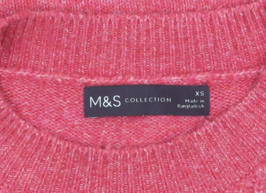 Marks & Spencer Womens Pink XS Crew Neck Knit Pullover Jumper