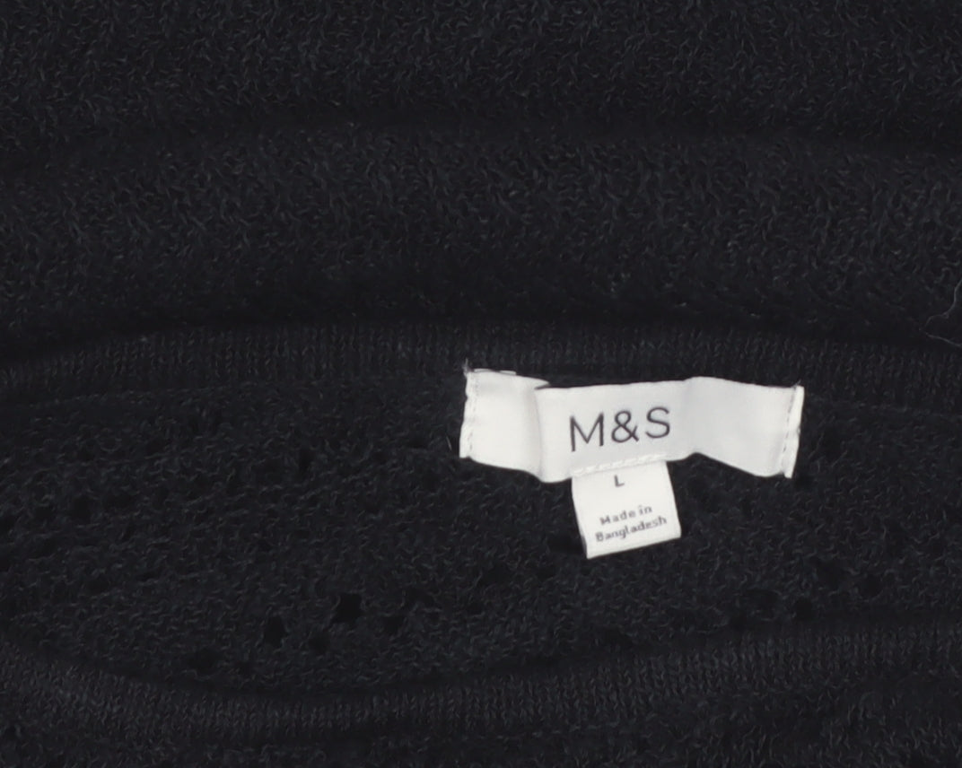 Marks & Spencer Women Black L Crochet Knit Sheath Dress