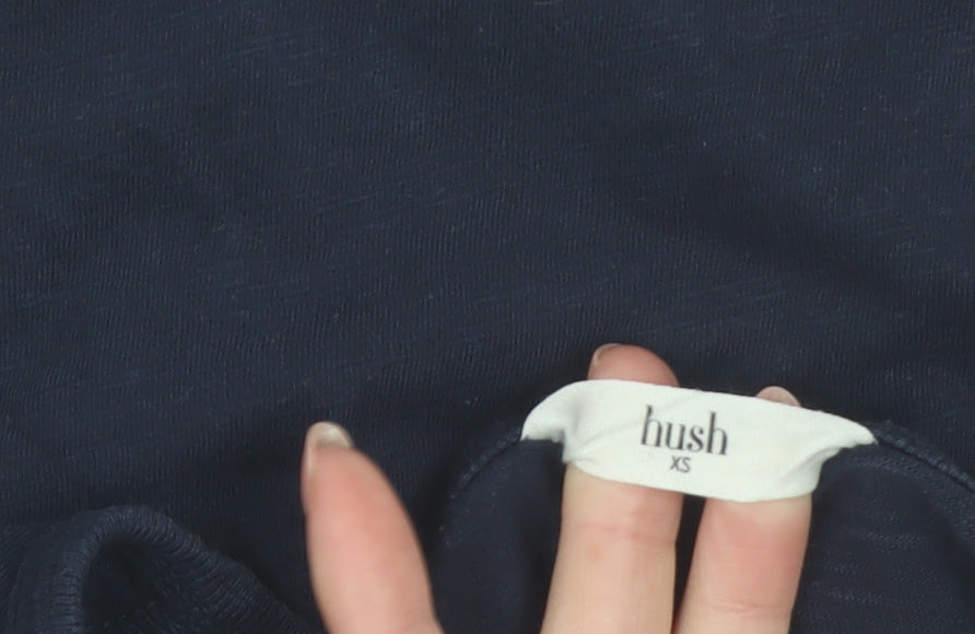 Hush Womens Blue Long Sleeve V-Neck Button-Up Top XS