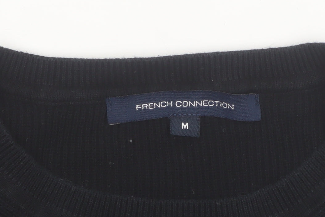 French Connection Women's Black Short Sleeve Cotton Blend Top M