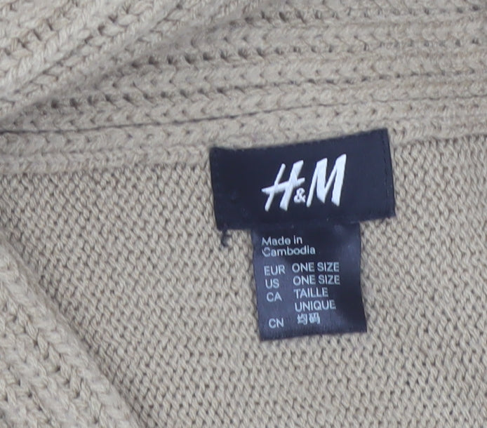 H&M Women Beige Knit Cape Jumper One Size Acrylic Collared