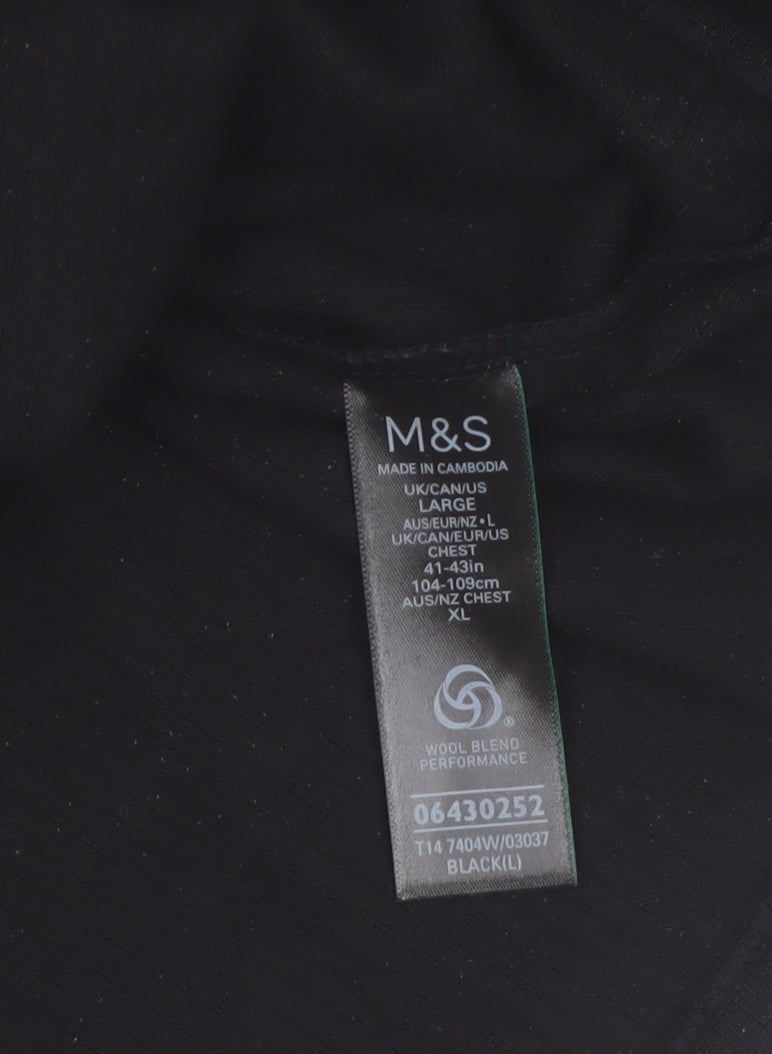 Marks and Spencer Men's Black Wool Blend Long Sleeve Pullover Size L
