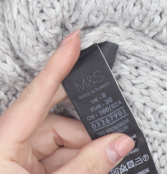Marks & Spencer Women’s Grey Chunky Knit Open Front Cardigan Size 8