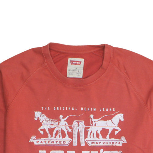 Levi's Men's Red Graphic Print Crew Neck Pullover Sweatshirt L