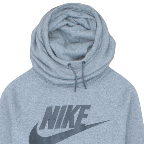 Nike Women Grey Hoodie Medium Funnel Neck Pullover Cotton Blend
