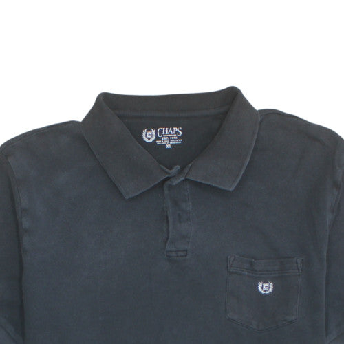 Chaps Men's Black Cotton Short Sleeve Polo Shirt XL