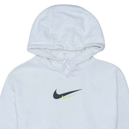 Nike Women White Pullover Hoodie Medium Logo Print Casual