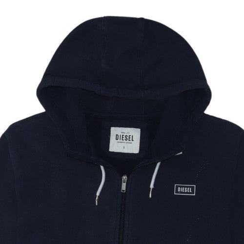 Diesel Men's Black Full Zip Hoodie L Regular Fit Cotton Blend