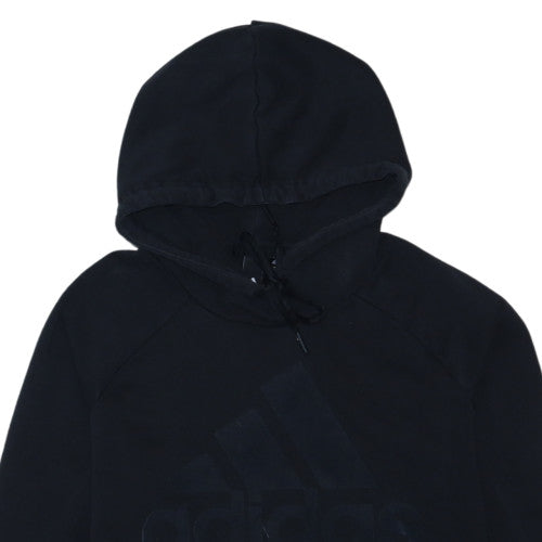 Adidas Womens Black Pullover Hoodie Size M Logo Fleece Sweatshirt