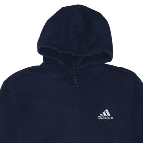 Adidas Men Blue Pullover Hoodie Medium Fleece Sportswear