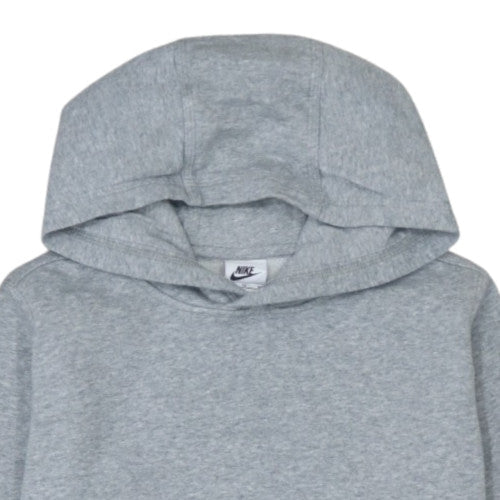 Nike Boys Grey XL Pullover Hoodie with Logo Print and Kangaroo Pocket