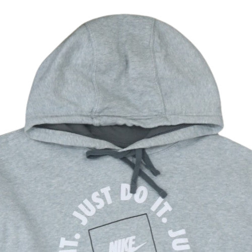 Nike Men's Grey Pullover Hoodie L Regular Fit Just Do It Fleece