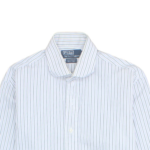 Polo Ralph Lauren Men's White Striped 15.5 Slim Fit Button-Up Shirt