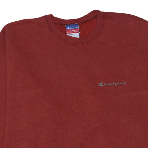 Champion Mens Red Crew Neck Pullover Sweatshirt Size L Classic Fit