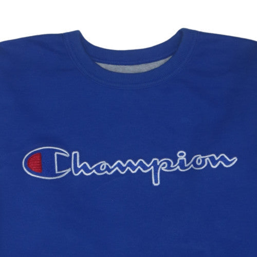 Champion Men's Blue Embroidered Logo Pullover Sweatshirt Size M