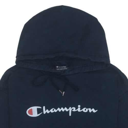 Champion Men's Blue Pullover Hoodie 2XL Logo Fleece Sweatshirt