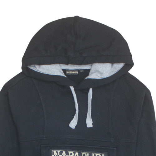 Napapijri Men's Black Pullover Hoodie M Logo Outdoor Fleece