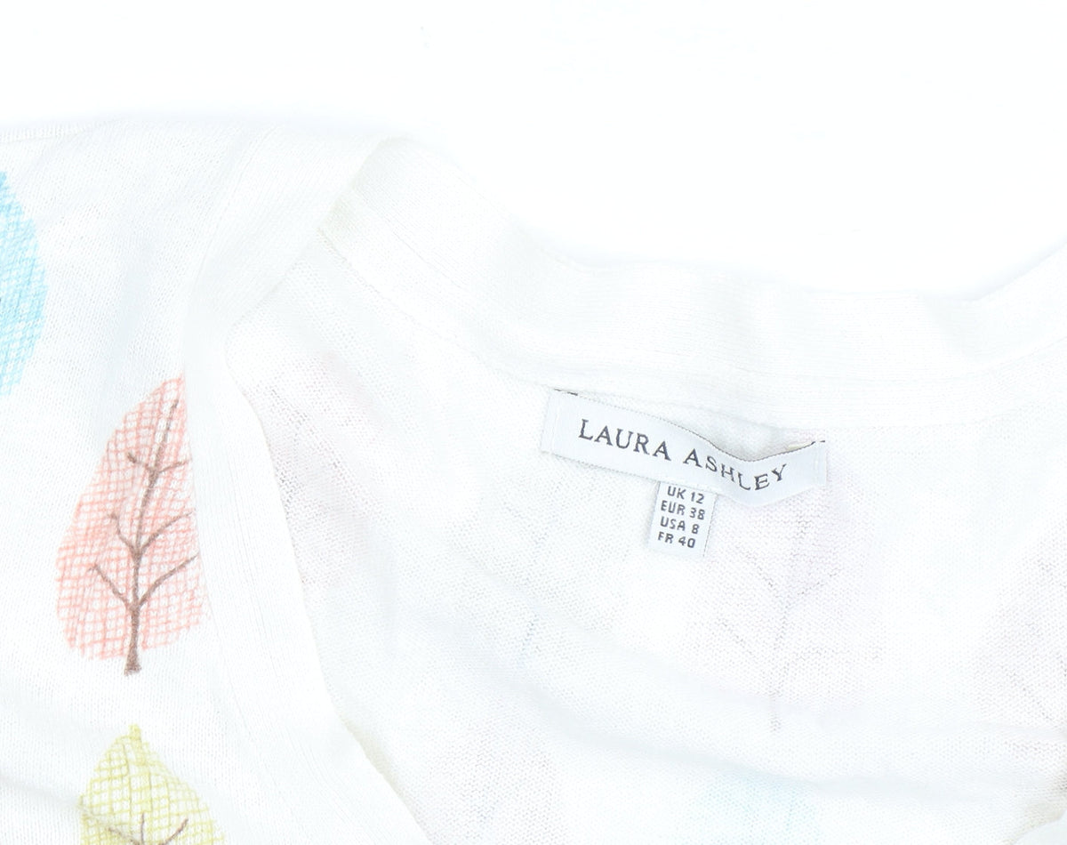 Laura Ashley Women’s Multicoloured Leaf Print Cardigan UK 12