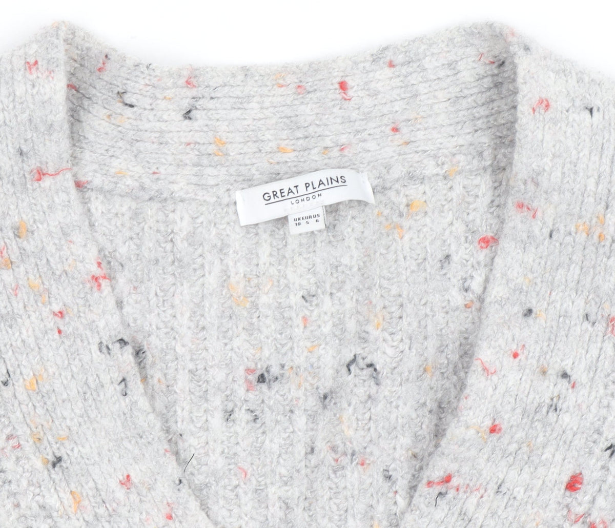 Great Plains Women's Grey Chunky Knit V-Neck Cardigan Size 10