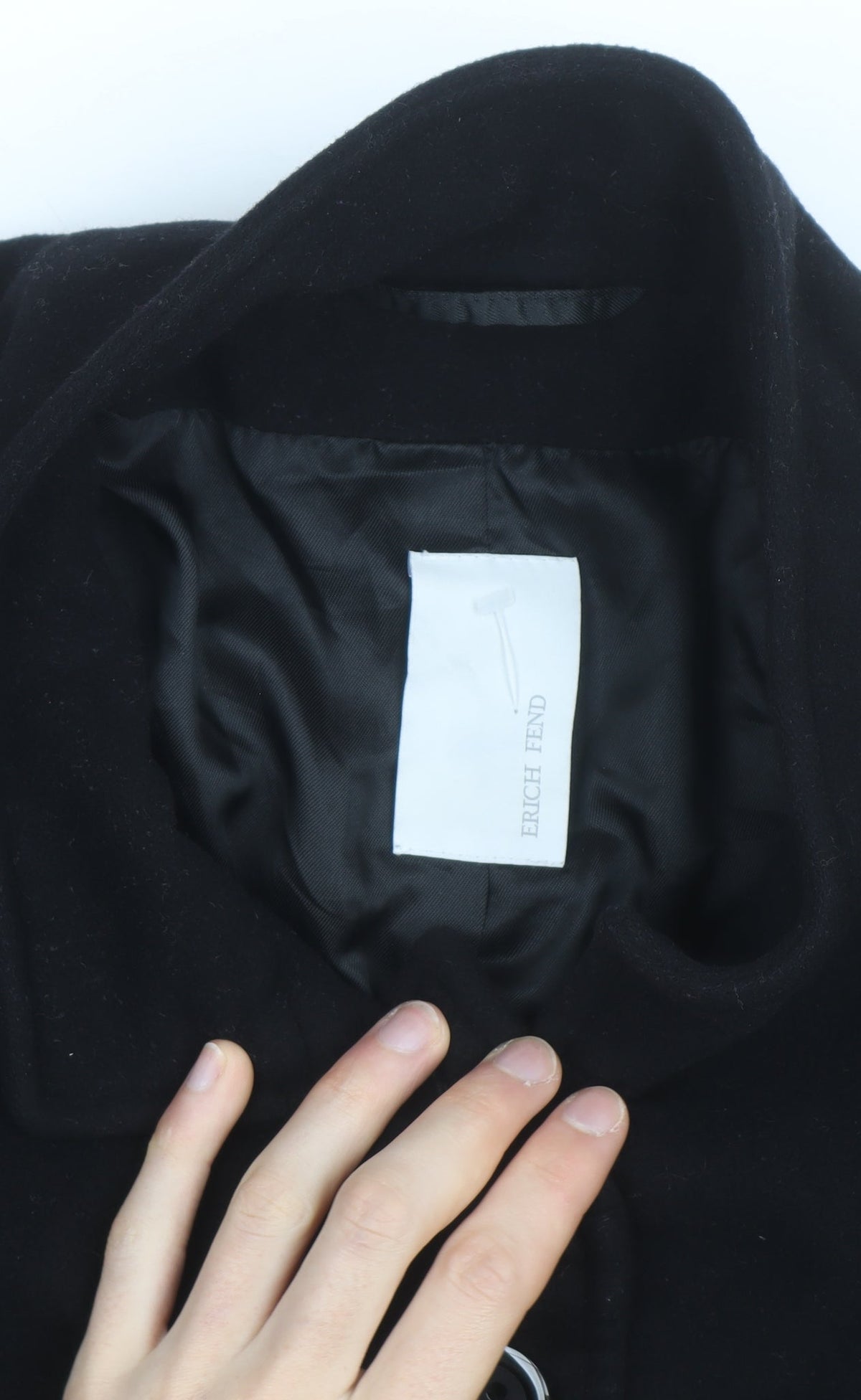 Erich Fend Women's Black Wool Cashmere Long Overcoat Size 12