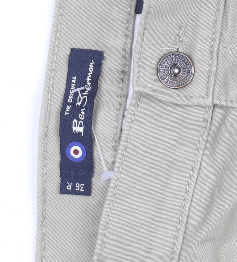 Ben Sherman Men's Beige Chino Trousers 36R Cotton Stretch
