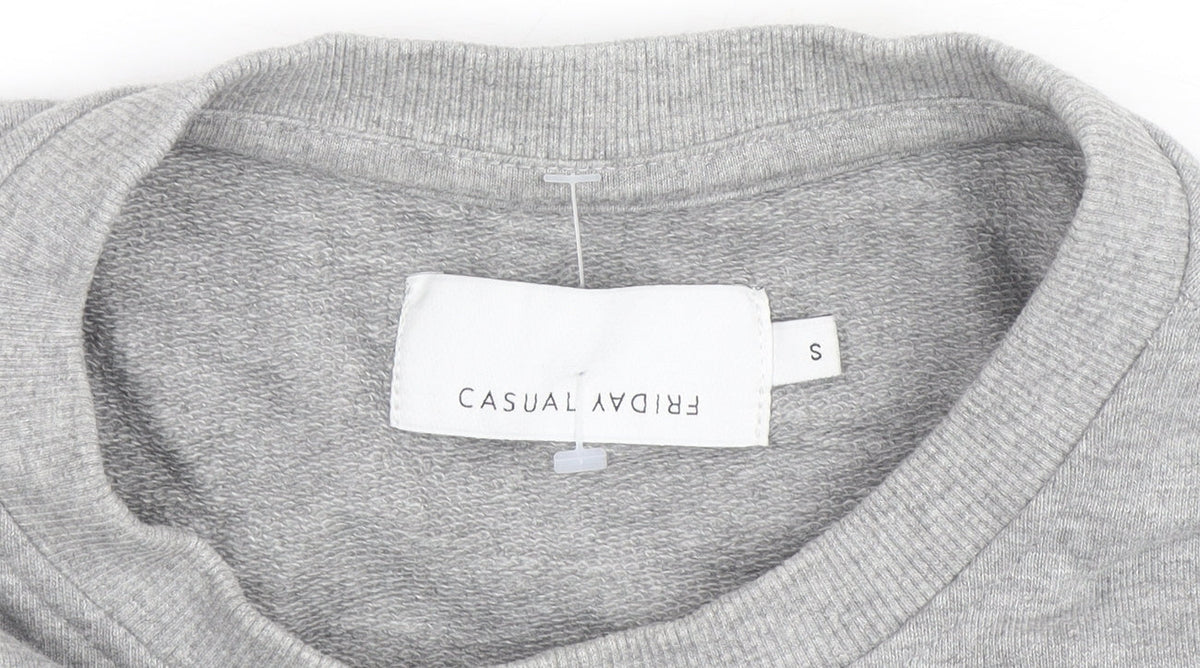 Casual Friday Men's Grey Graphic Crew Neck Sweatshirt Size S