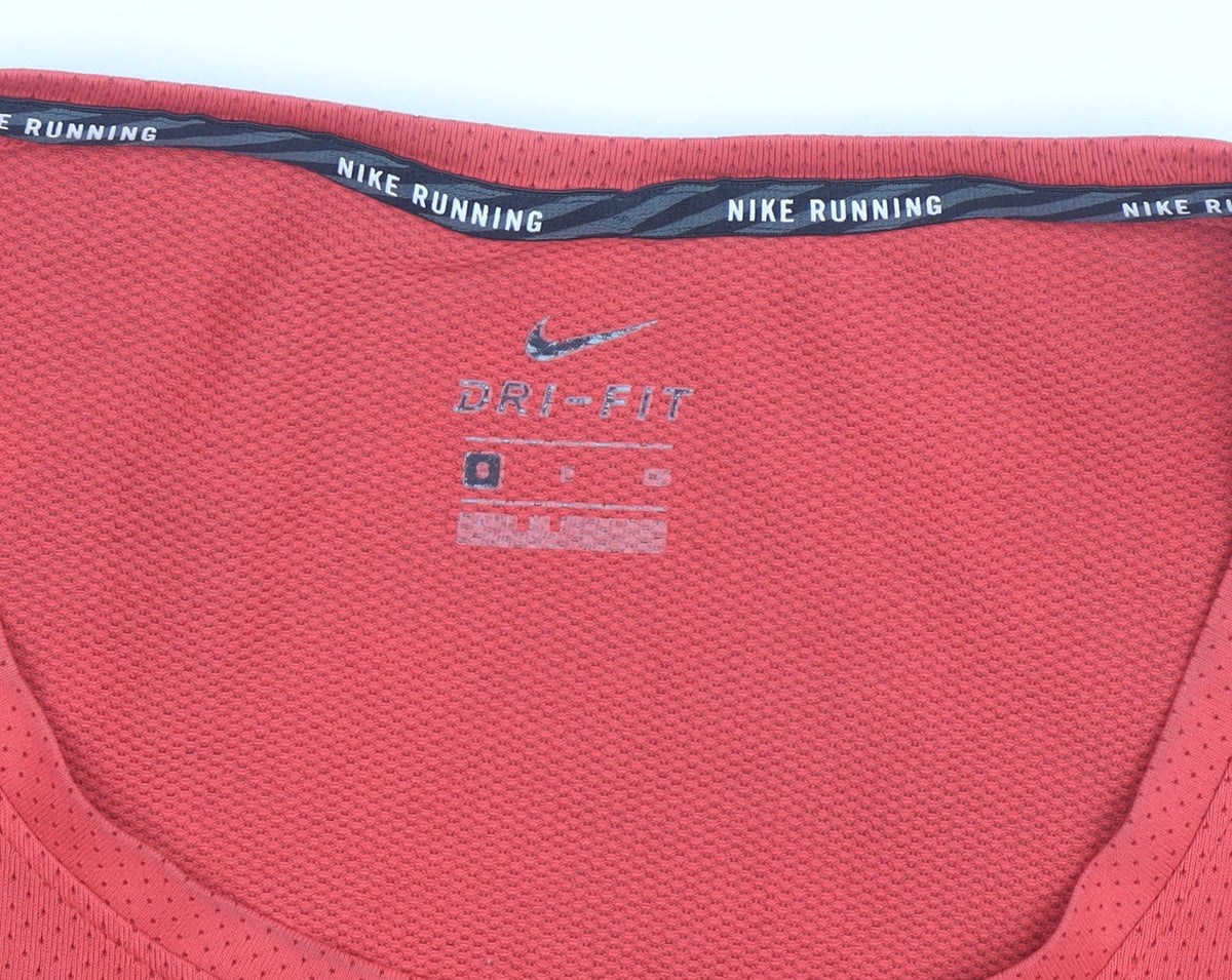 Nike Men's Red Dri-FIT Long Sleeve Running Top Size S