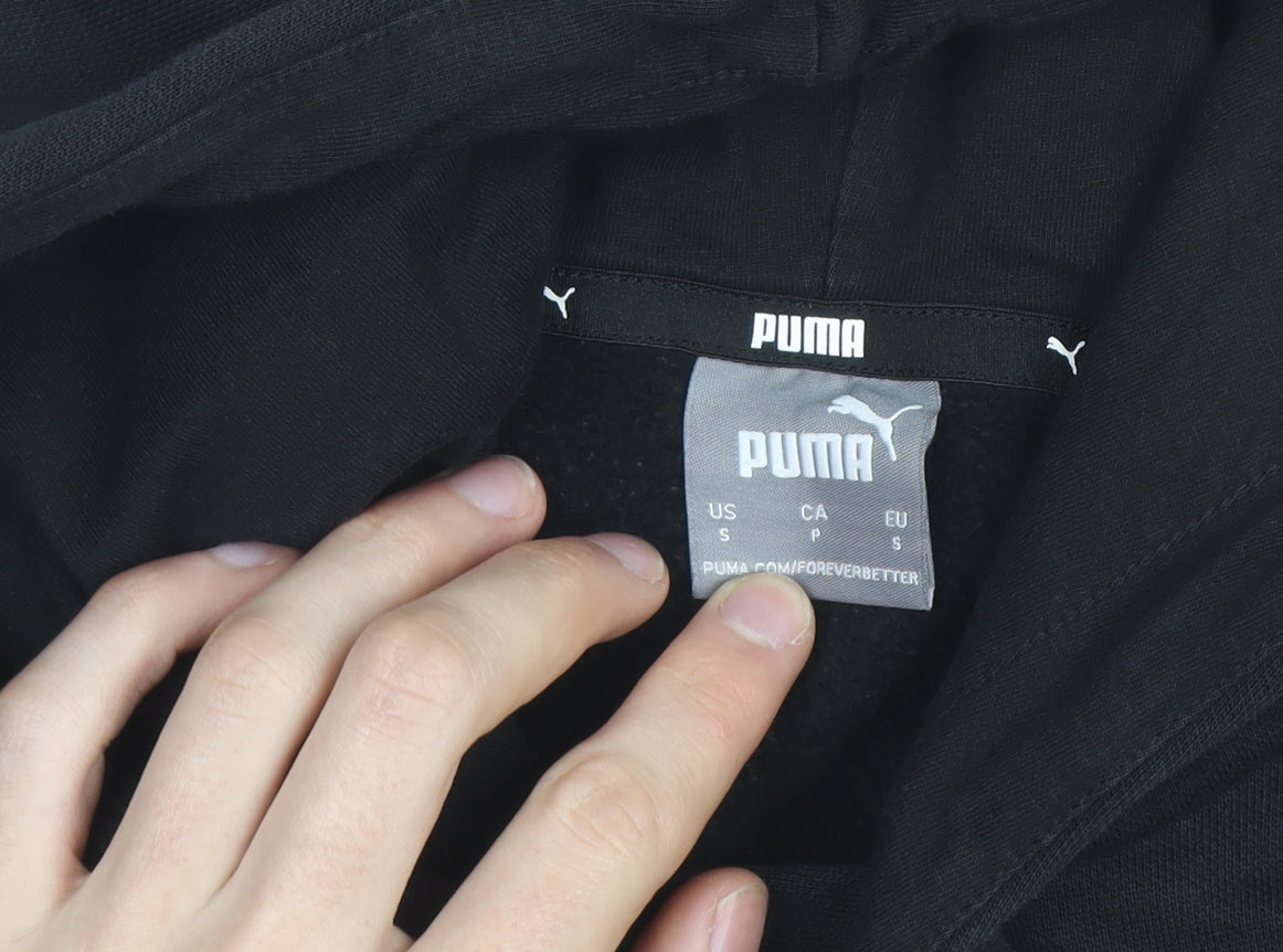 Puma Men's Black Pullover Hoodie Small Logo Graphic Sweatshirt
