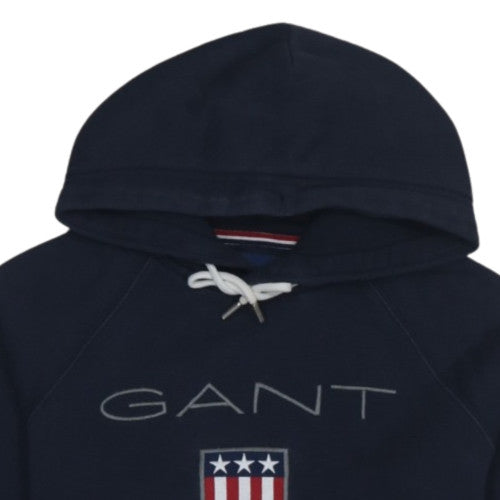 GANT Womens Navy Blue XS Cotton Blend Pullover Hoodie Sweatshirt