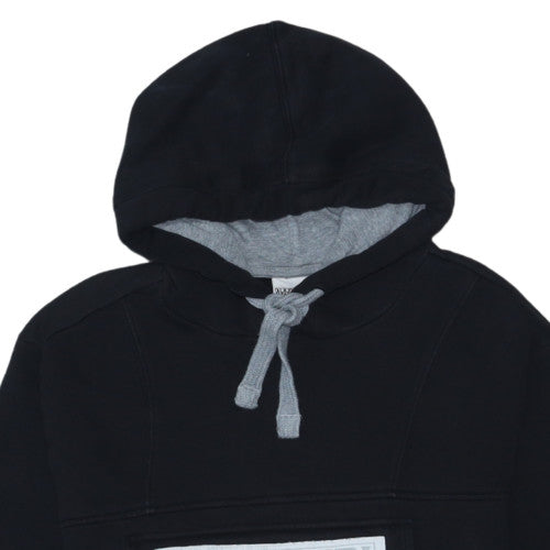Napapijri Men’s Black Pullover Hoodie M Embroidered Flag Logo