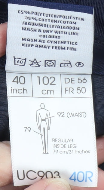 Uneek Men’s Blue Cargo Work Trousers 40R Polyester Cotton