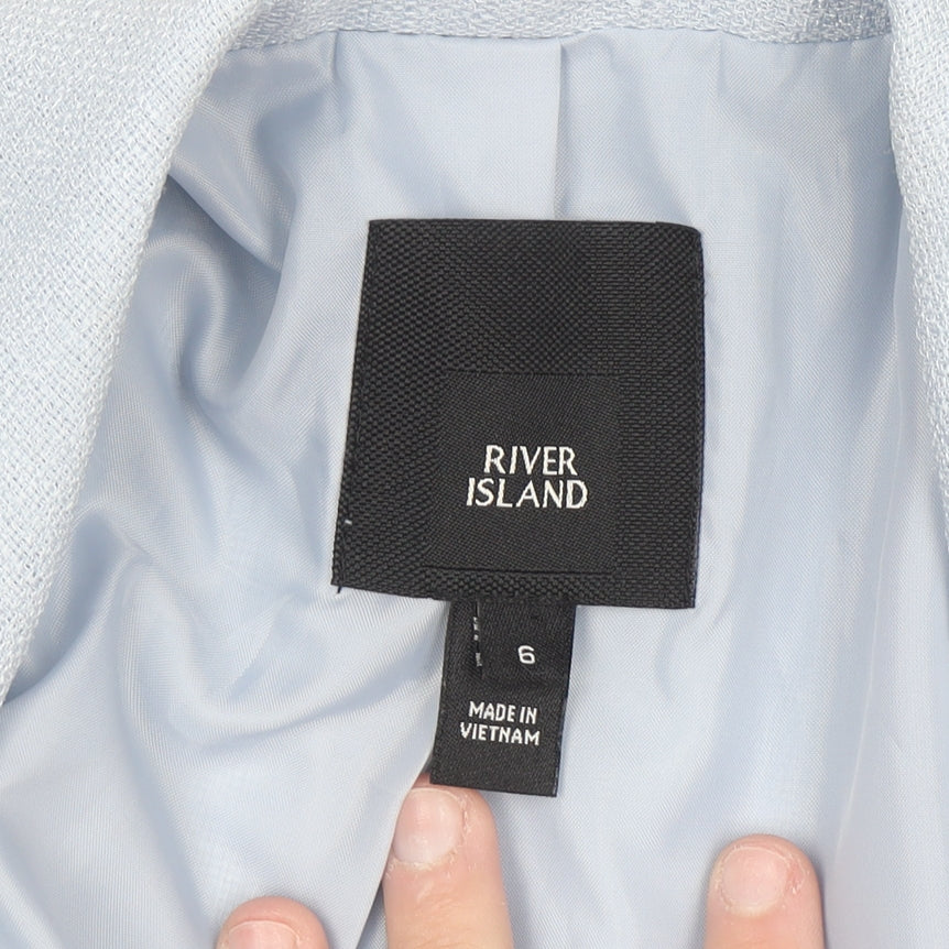 River Island Women’s Blue Blazer Size 6 Regular Lined Single-Breasted