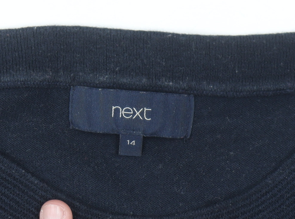 Next Womens Grey Cotton Mix 3/4 Sleeve Pullover Jumper Size 14