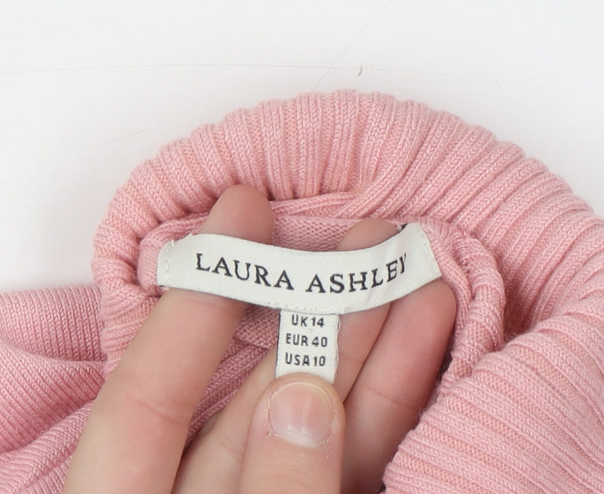 Laura Ashley Women Pink Roll Neck Knit Jumper Size 14