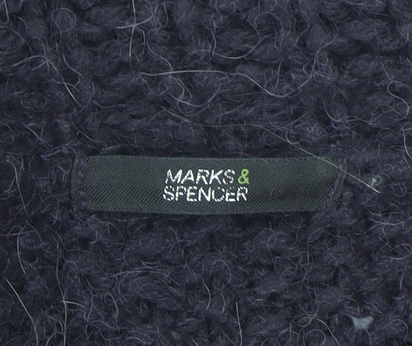 Marks & Spencer Women Purple Cable-Knit Collared Cardigan UK 12