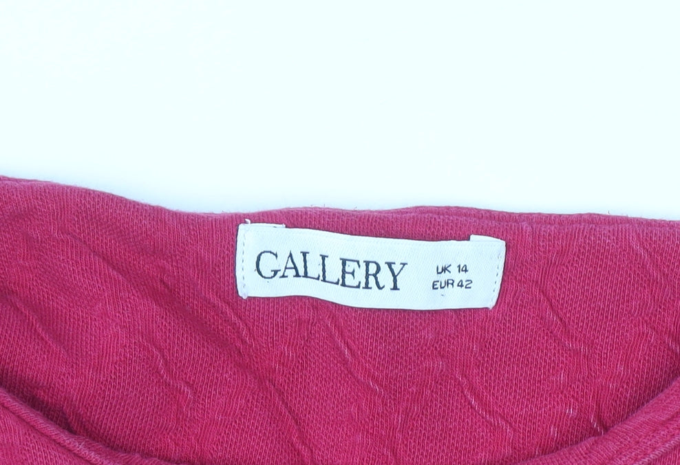 Gallery Womens Pink Long Sleeve Crew Neck Pullover Jumper Size 14