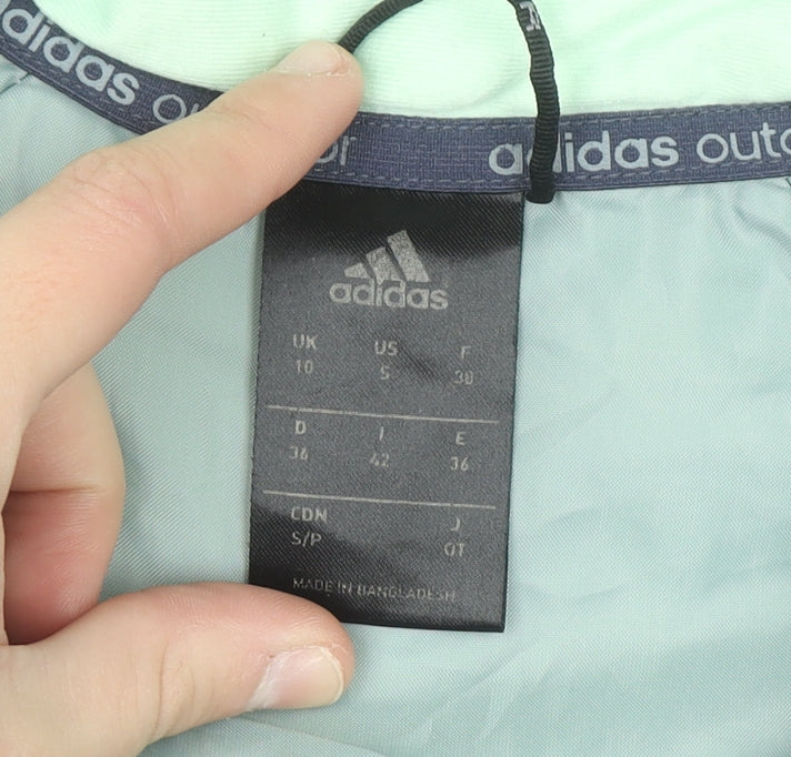 Adidas Womens Green Windbreaker Jacket Size 10 Lightweight Sportswear